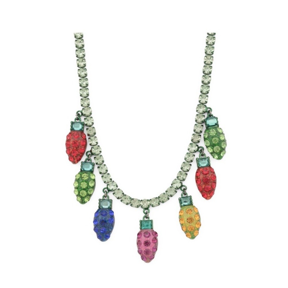 Betsey Johnson Christmas Lights Holiday Crystal Charm Necklace NWT